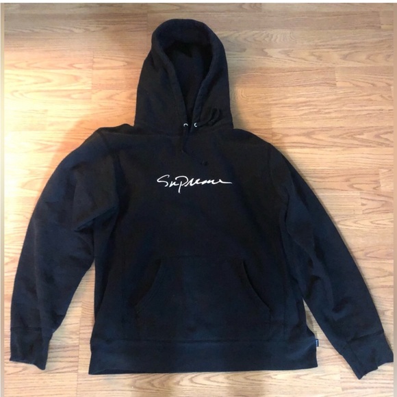 Black Supreme Hoodie Size L | Embroidered Classic Script - Picture 1 of 7